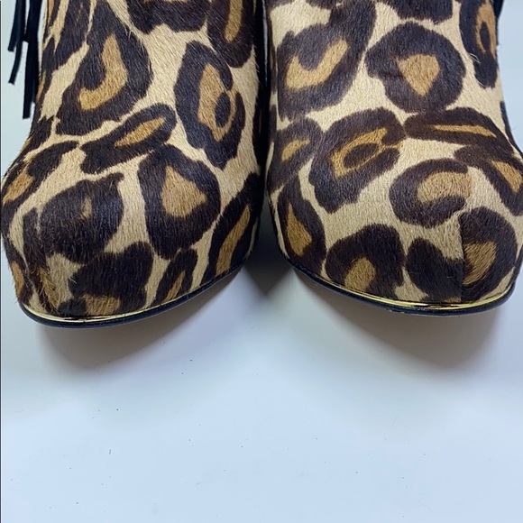 NWOT Sz. 6M Calf Hair Leopard Fringe Booties. - Picture 5 of 7